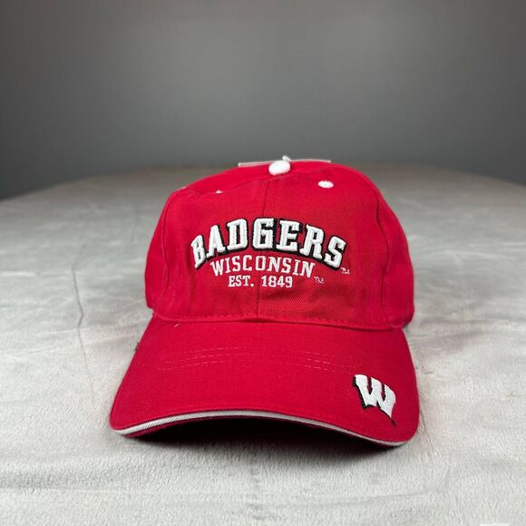 Collegiate Wisconsin Badgers EST. 1849 Sports Hat Cap One Size Red Vintage - Picture 1 of 8